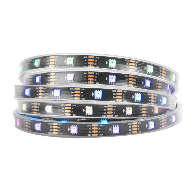BTF-LIGHTING WS2815 (Upgraded WS2812B) 16.4ft 150 Pixels Magic Dream Color Individually Addressable RGB LED Flexible Strip Light 5050 SMD Dual Signal IP67 Tube Waterproof DC12V Black PCB - Image 1